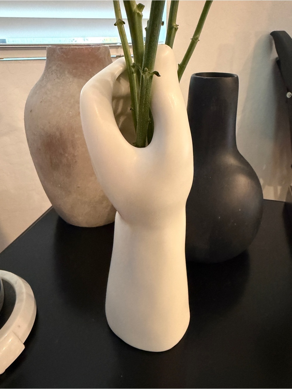 ✨World Market - Modern White Ceramic Hand Vase – Sculptural Home Accent - Picture 5 of 9